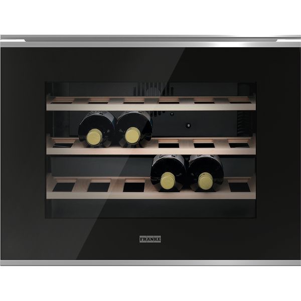 Вбудований холодильник для вина Franke FMY 24 WCR XS (131.0669.345) Нержавіюча сталь - Чорне скло 131.0669.345 фото